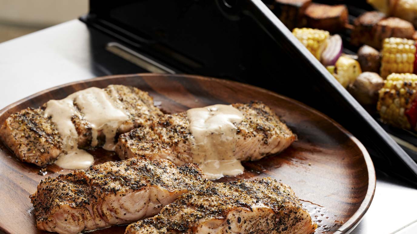 Grilled Salmon with Balsamic Butter Sauce