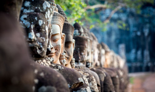 Statues at South Gate of Angkor Wat, Cambodia