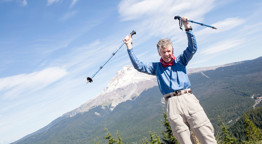 An RS participant reaches the top of Mt Hood Oregon