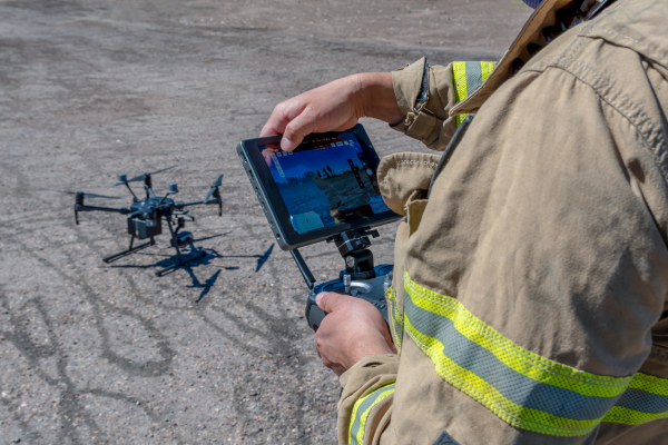 Fireman using drone Fireman using drone