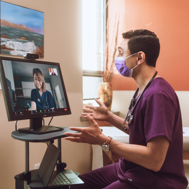 Doctors on virtual meeting