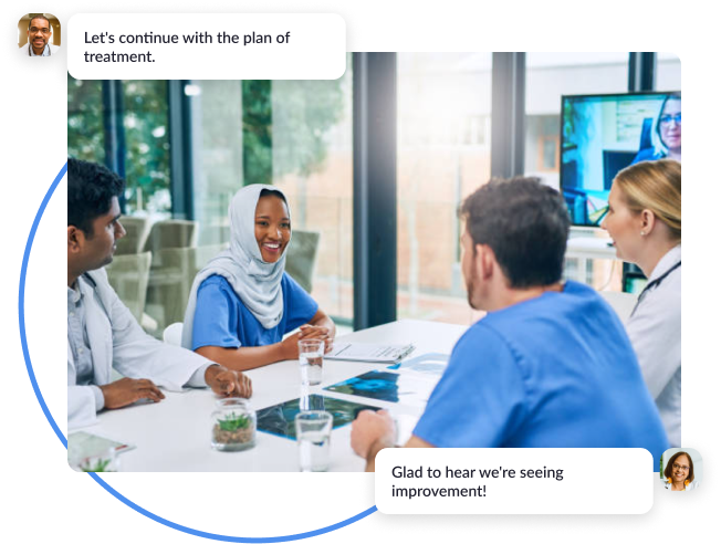 Healthcare Hero Image Equipe médica discutindo o plano de tratamento